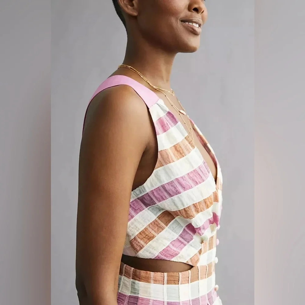 Anthropologie Maeve Ombré Plaid Midi Sundress- NWOT - Picture 2 of 7